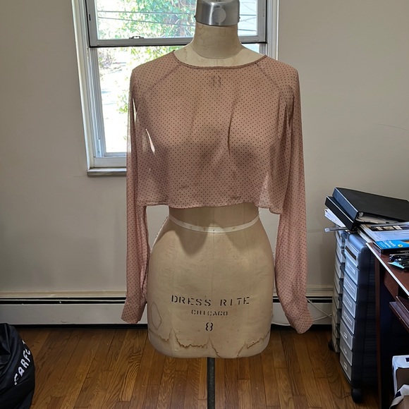 Zara Sheer Polkadot Cropped Blouse Sz M, Same Day Ship 💅🏾 - Picture 1 of 3
